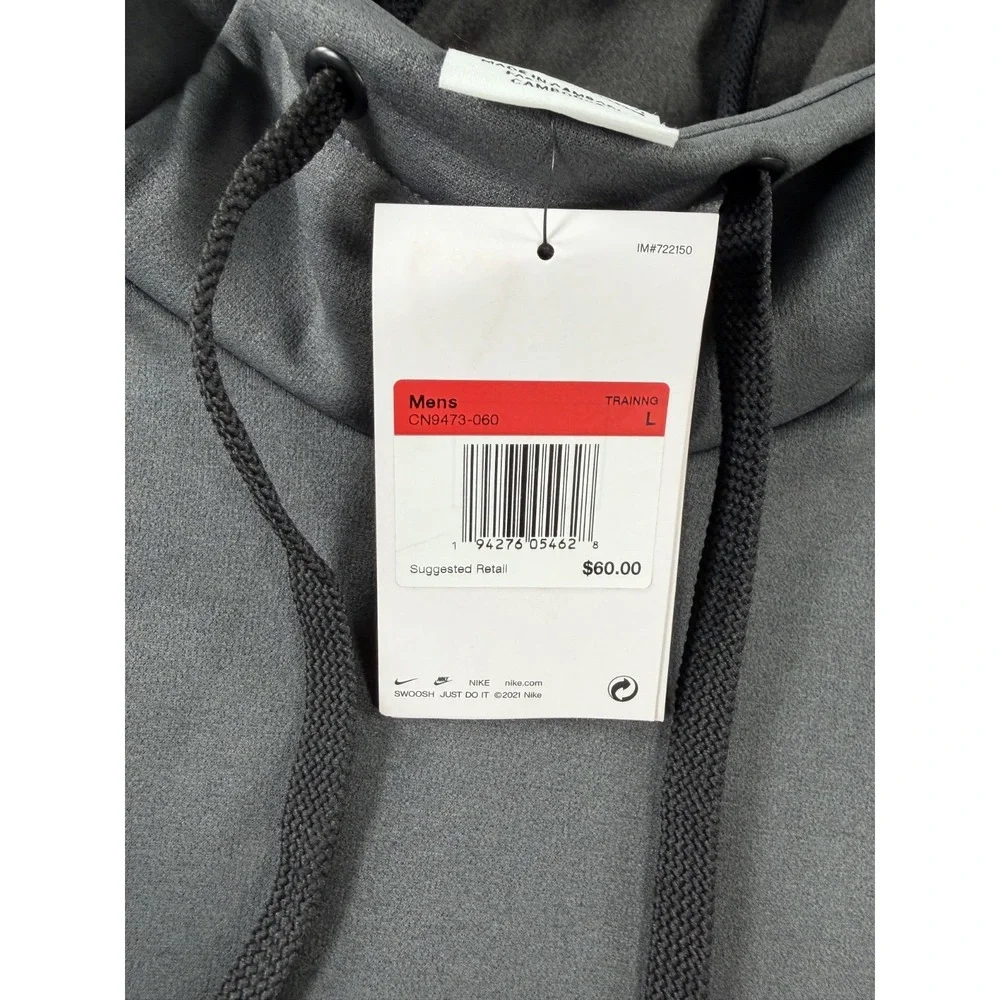 Nike Therma-Fit‎ Training Hoodie Men Large Gray Pullover Long Sleeve CN9473-060